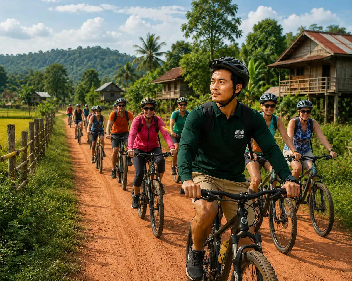Siem Reap countryside sunset bike tour with sunset drinks