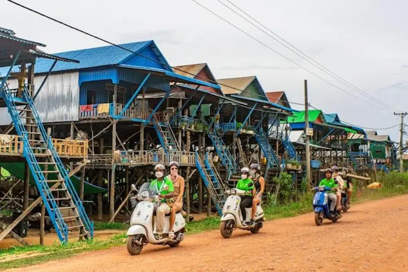 Kampong Phluk floating village sunset motorbike tour