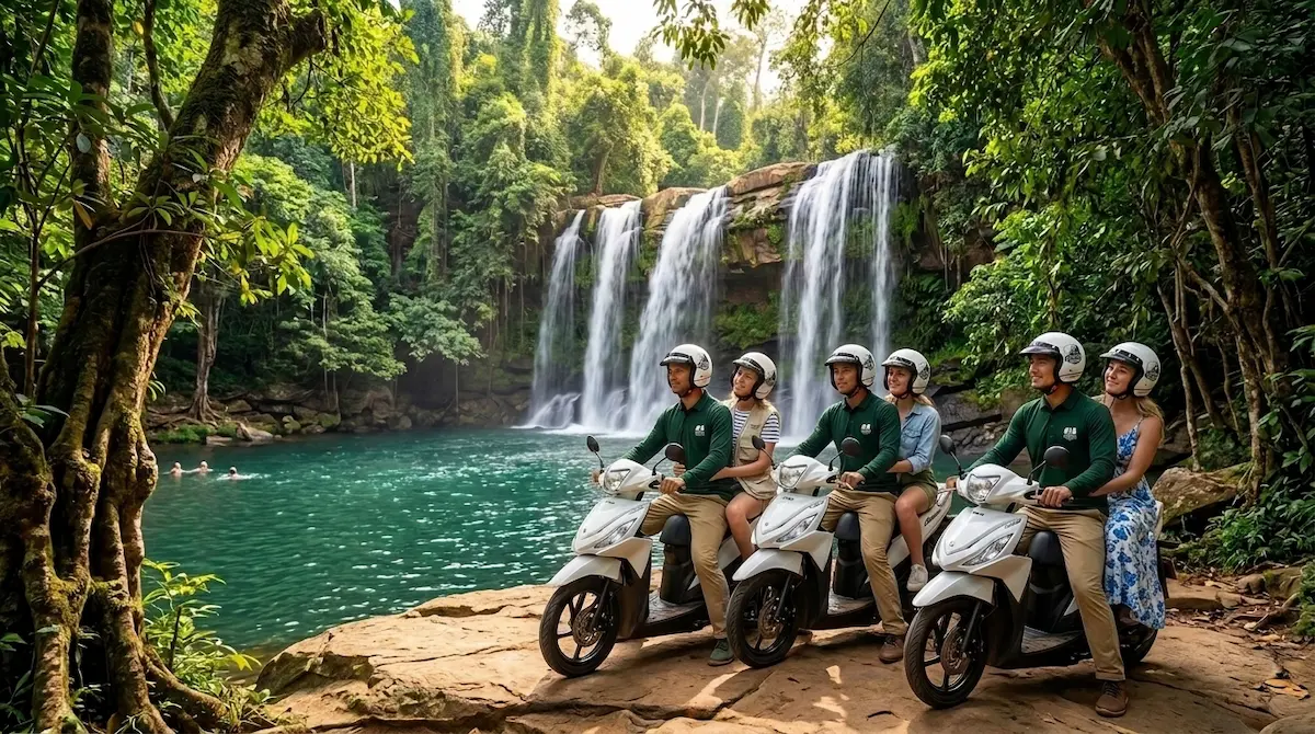 Siem Reap motorbike tour to Phnom Kulen Mountain and waterfall